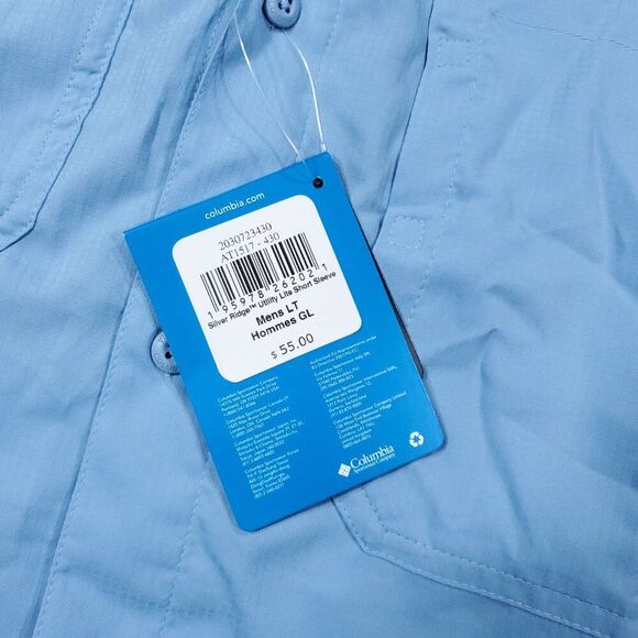 Columbia Omni Shade Men's Silver Ridge Utility Lite Shirt Light Blue Large Tall - Picture 4 of 10